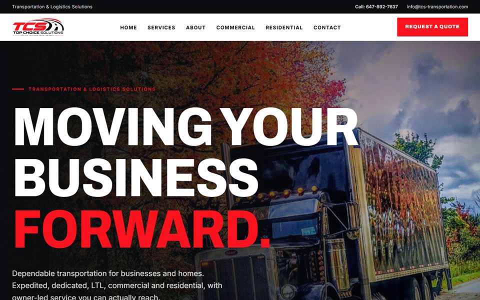Screenshot of the Top Choice Solutions website